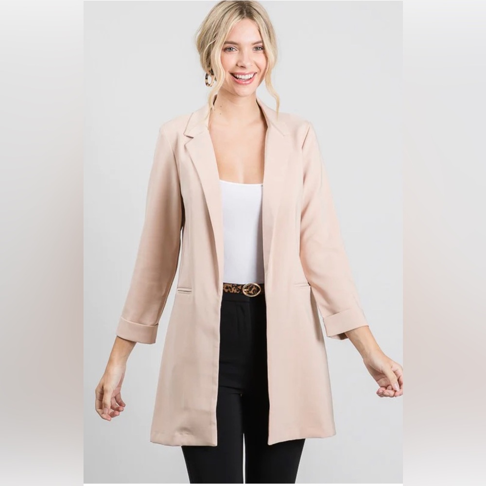 HAVE FASHION Valentina Long Longline Blazer Jacket Tan Color - Size L